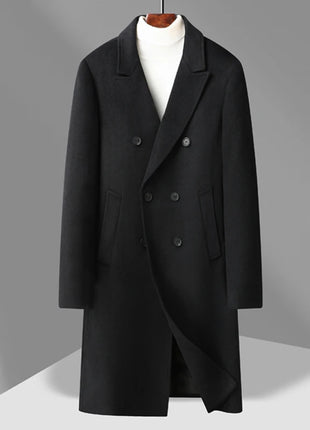 Winter Men's Woolen Coat Thicken Warm Trench Coat Men Wool Casual Double Fashion Breasted Long Overcoat Men
