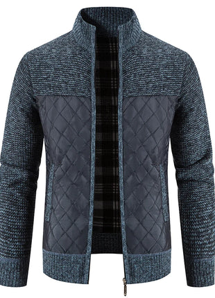 Men Sweater Jacket Fashion Winter Coat Fleece Hoodies High Quality Luxury Checkered Hooded Knit Cardigan Male Outer Wear