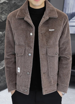 Autumn Winter Woolen Jackets Men Fashion Solid Color Casual Business Trench Coat Thickened Warm Streetwear Overcoat Men Clothing